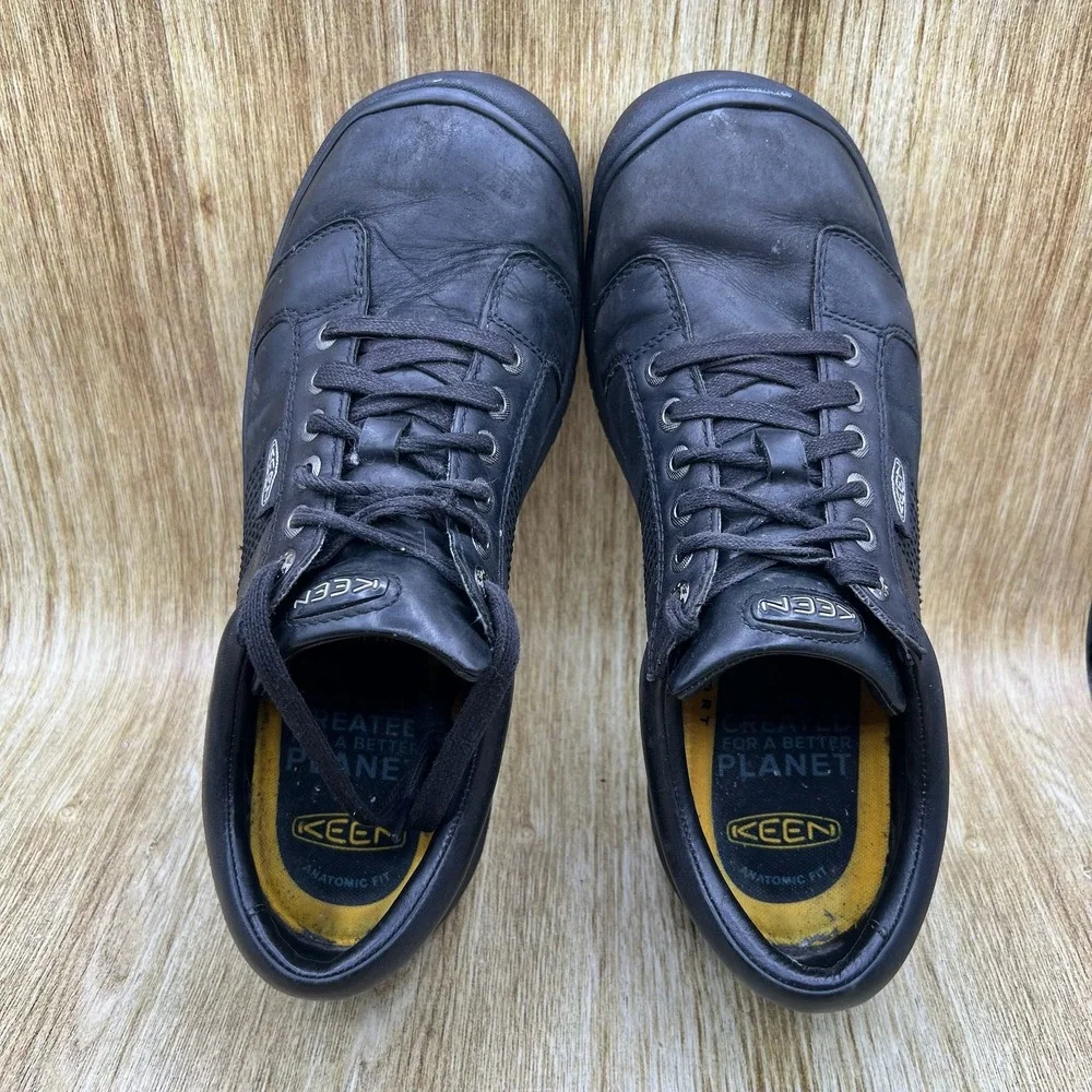 Keen Austin Walking Shoes Men's Size 12 Black Leather Lace Up Casual 1002990